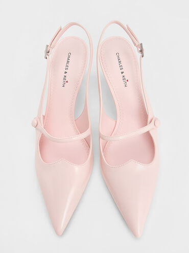 Pointed-Toe Mary Jane Slingback Pumps, Light Pink, hi-res
