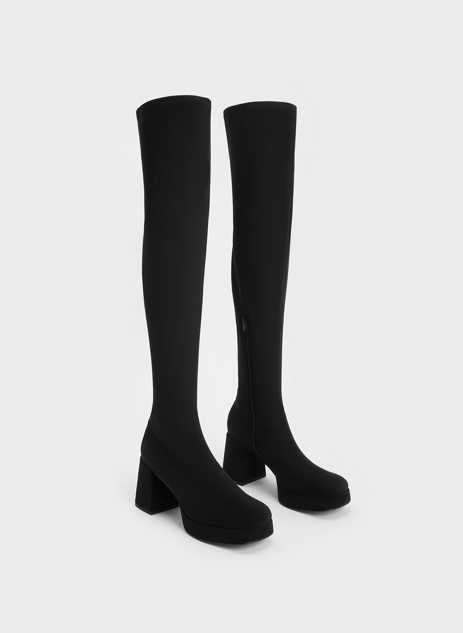 Evie Textured Platform Thigh-High Boots, Black Textured, hi-res