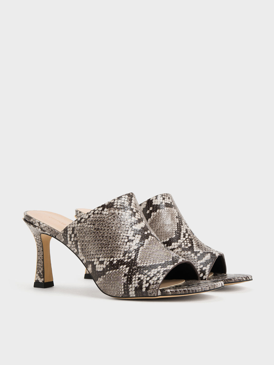 Snakeskin clearance heeled mules