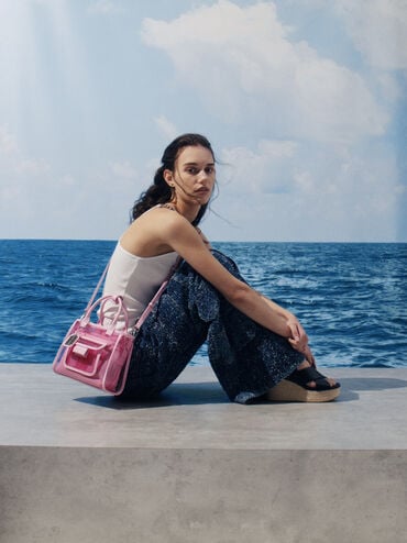 Norah See-Through Mesh Tote Bag, Bubble Gum Pink, hi-res