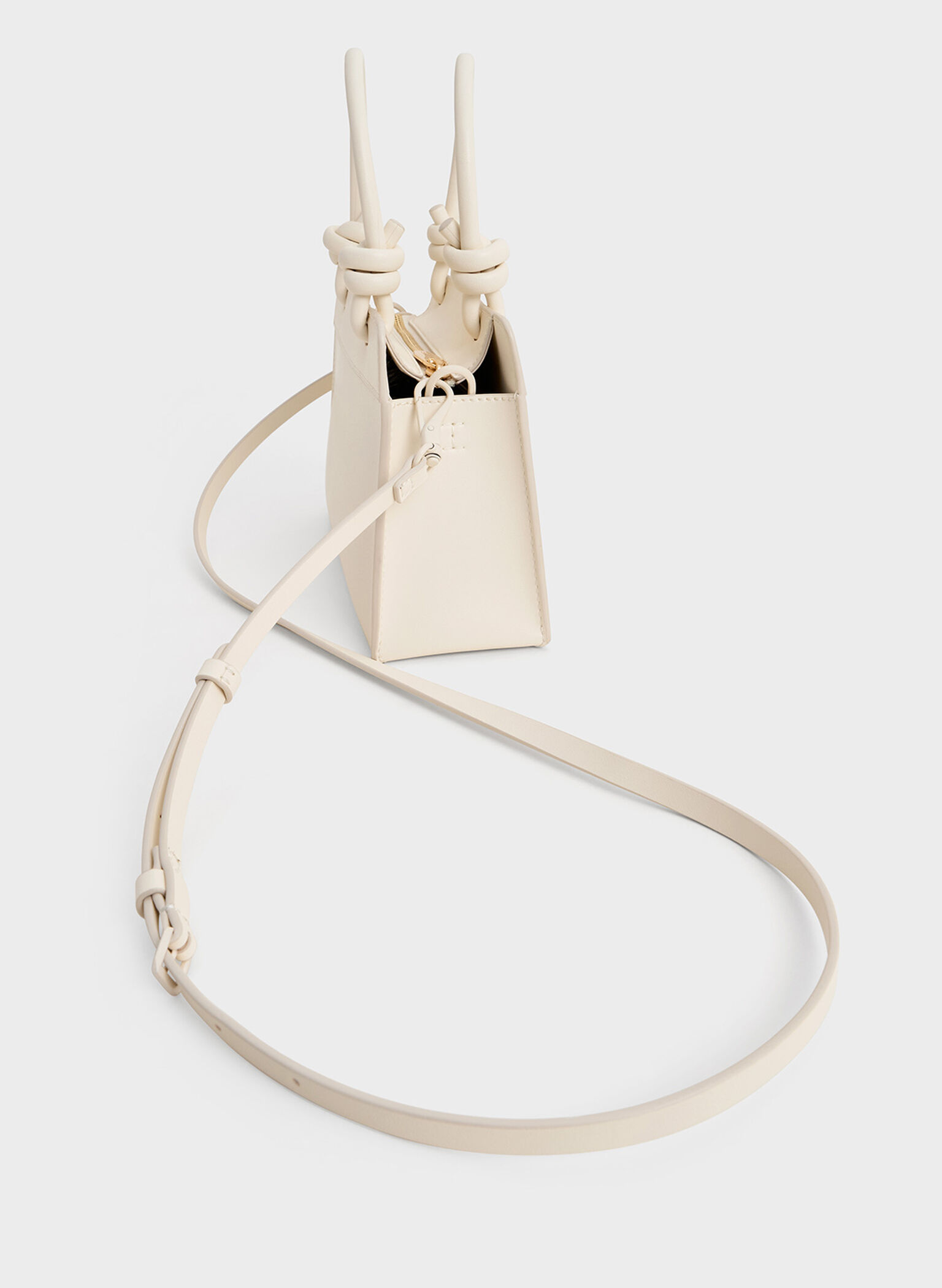 Sabine Knotted-Handle Trapeze Tote Bag, Cream, hi-res