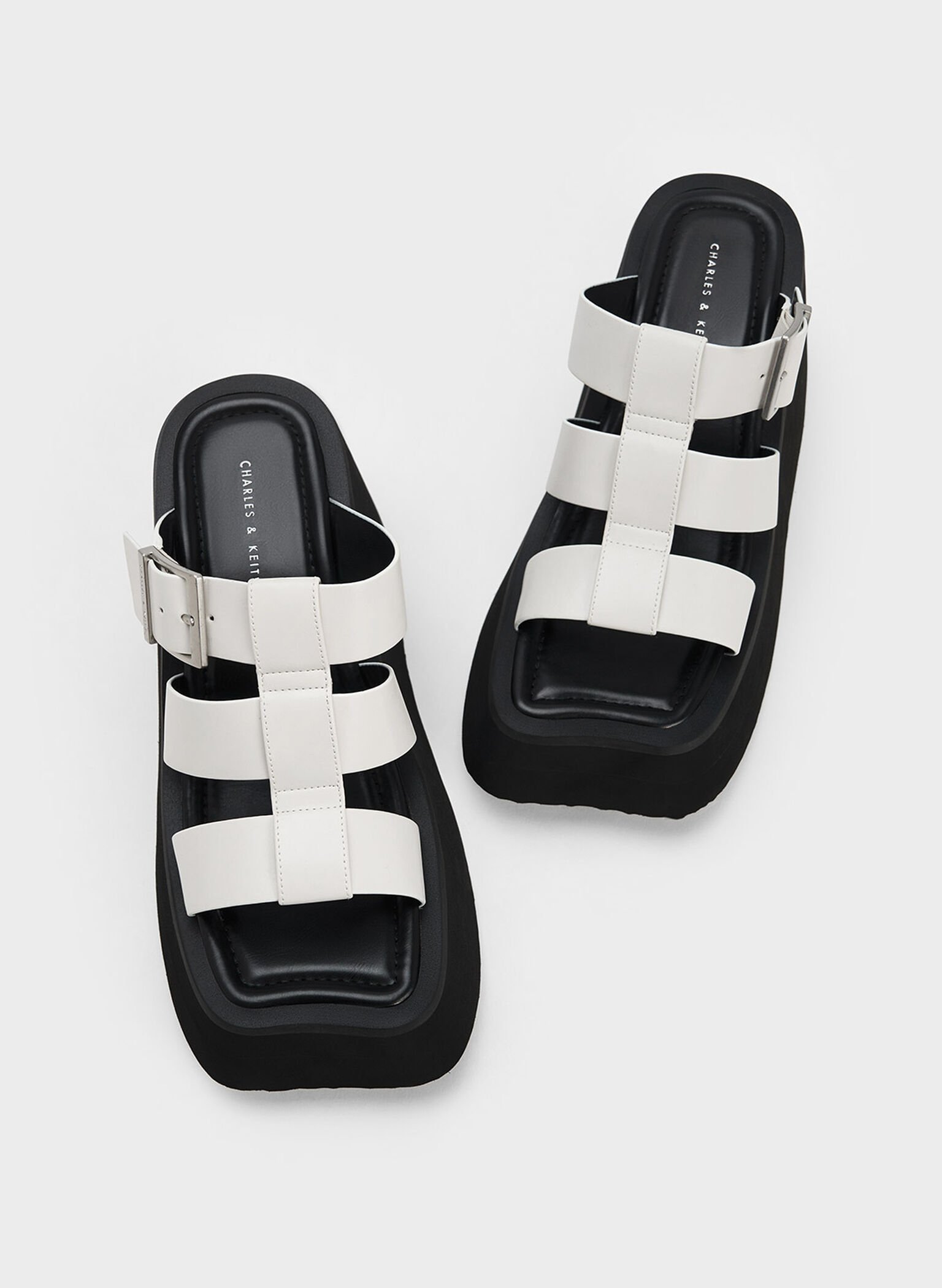 IIsa Flatform Gladiator Sandals, White, hi-res