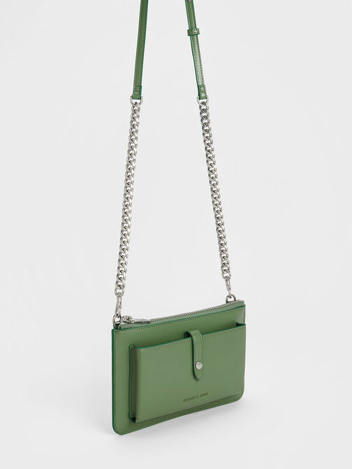 Rebel Top-Zip Long Wallet, Green, hi-res