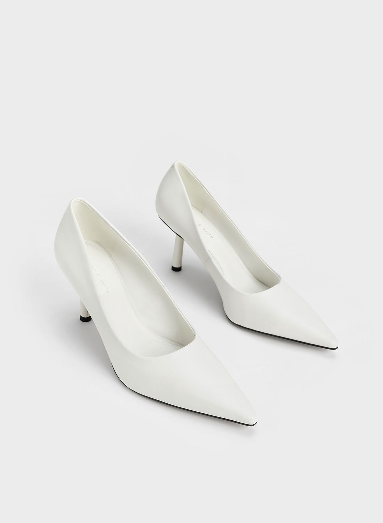 Pointed-Toe Cylindrical Heel Pumps, Chalk, hi-res