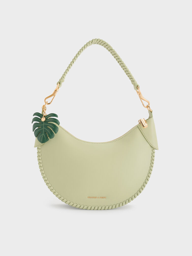 Blume Braided Curved Hobo Bag, Matcha Green, hi-res