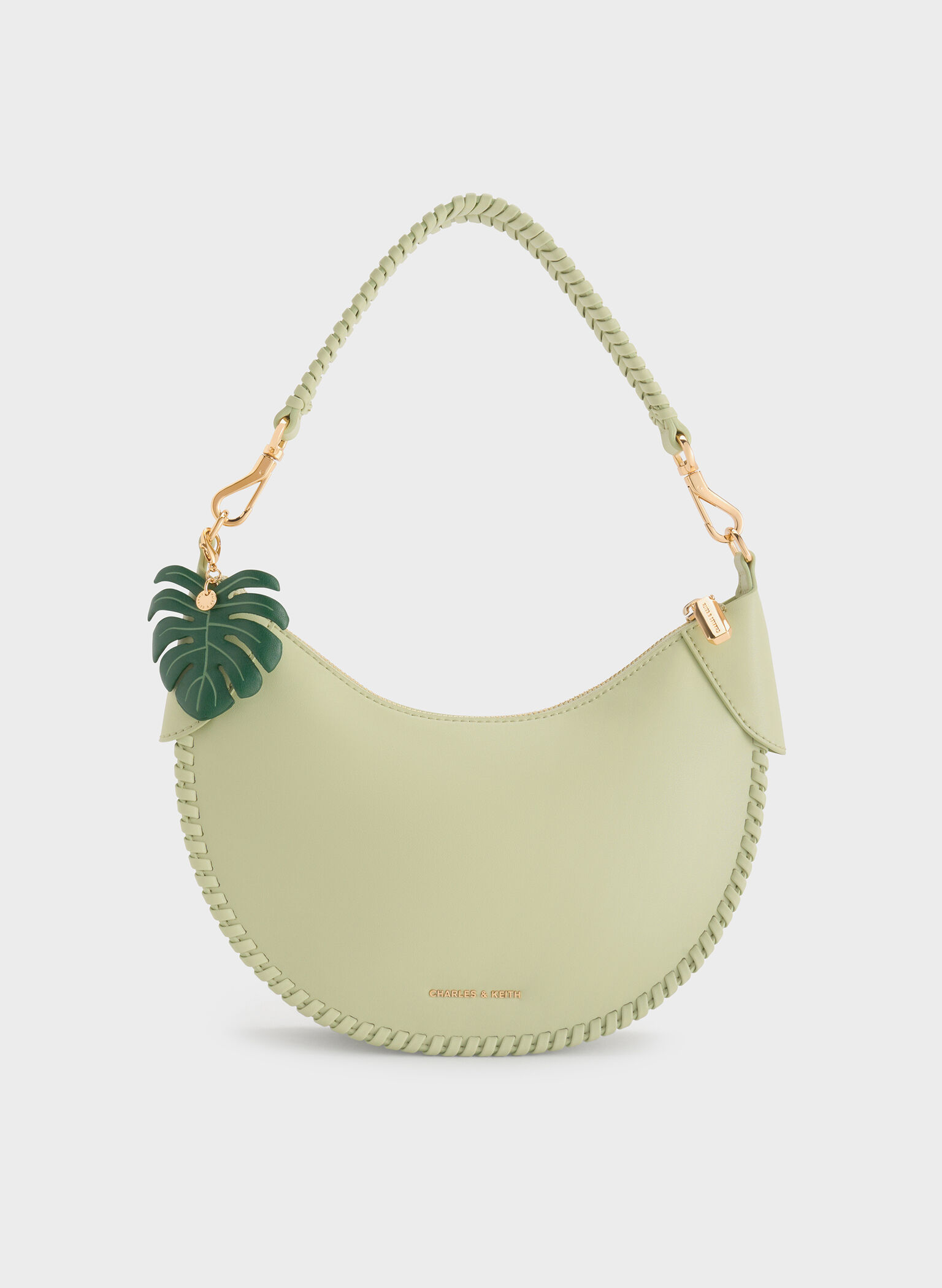 Blume Braided Curved Hobo Bag, Matcha Green, hi-res