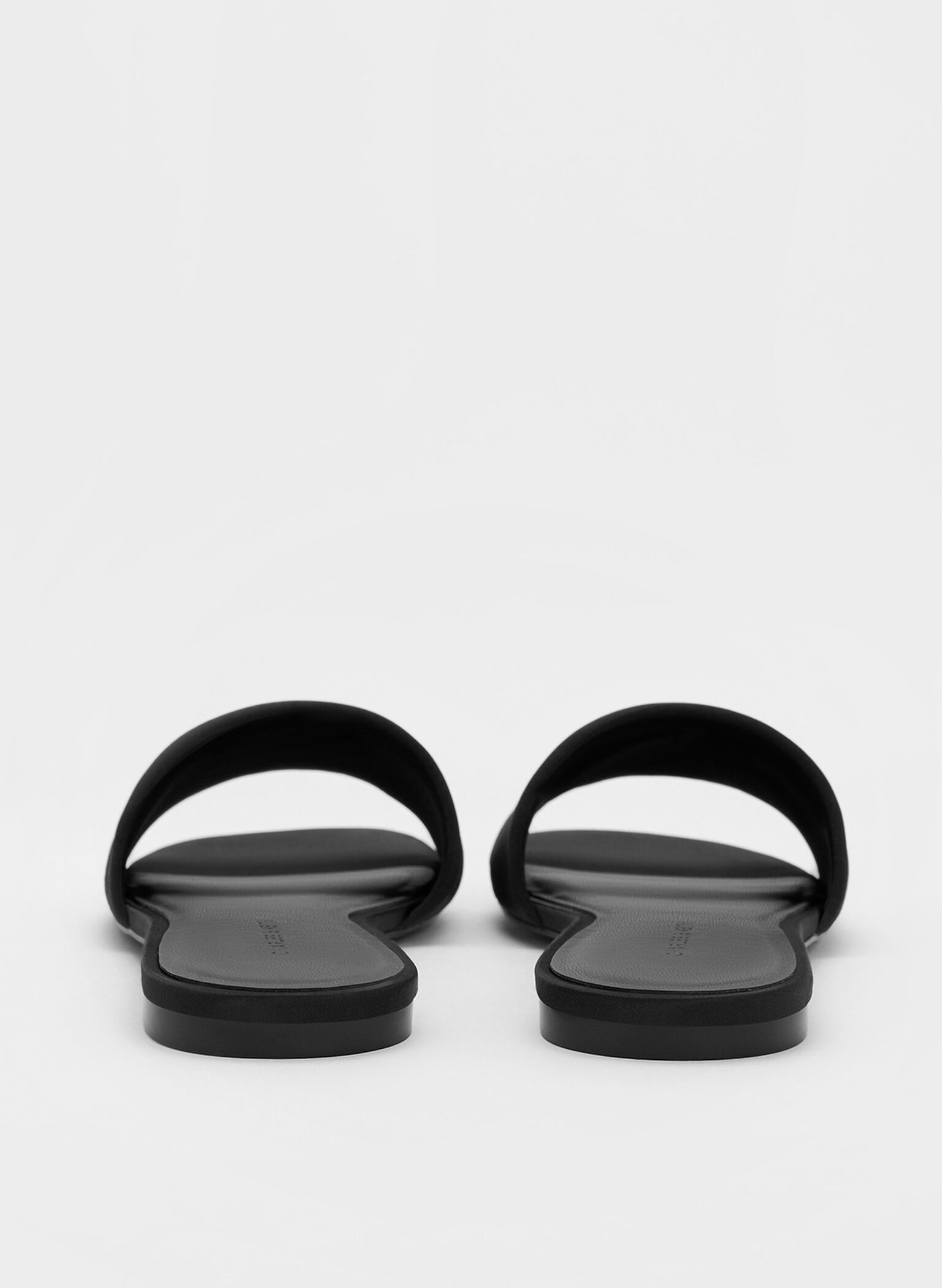 Satin Slide Sandals, Black Textured, hi-res