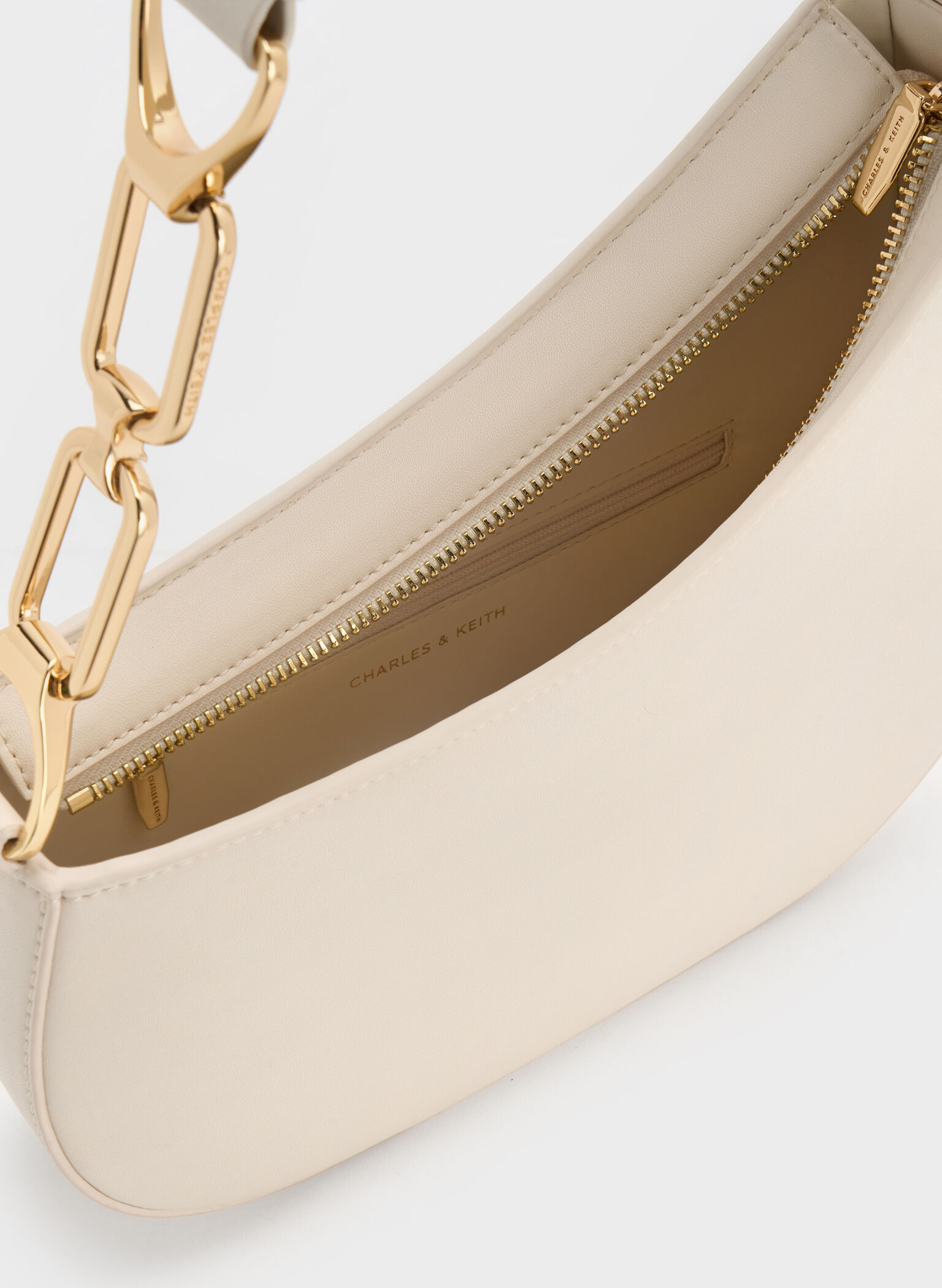 Agatha Chain-Accent Shoulder Bag, Cream, hi-res