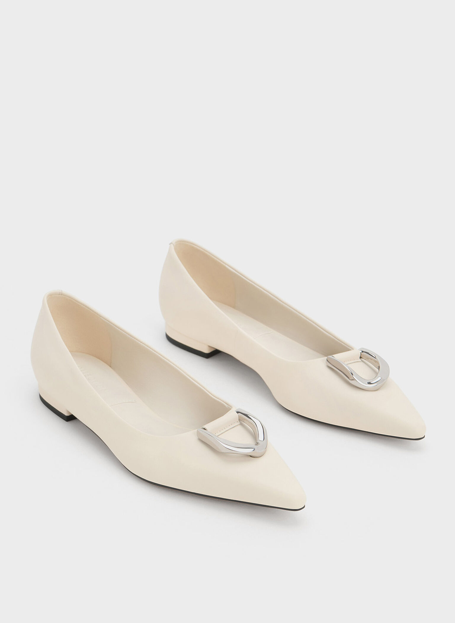 Gabine Leather Ballerinas, Chalk2, hi-res