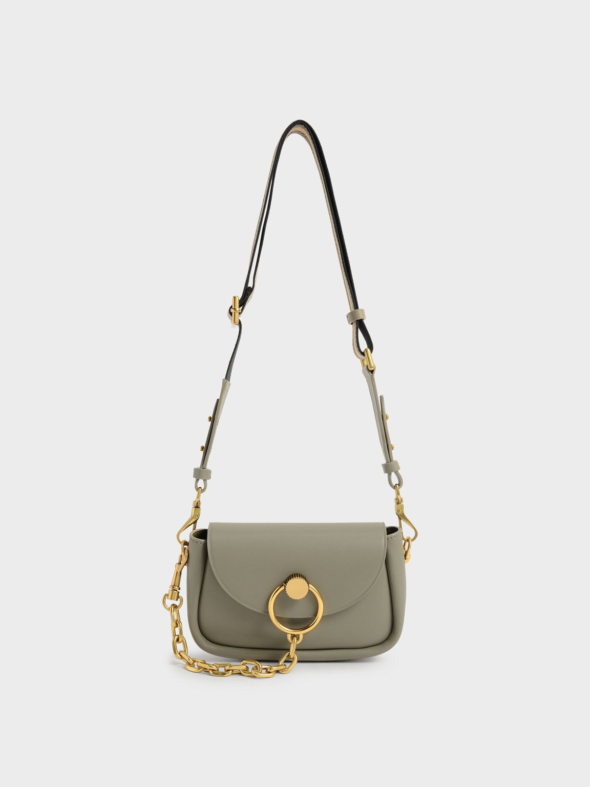 Becca Chunky Chain-Link Crossbody Bag, Taupe, hi-res