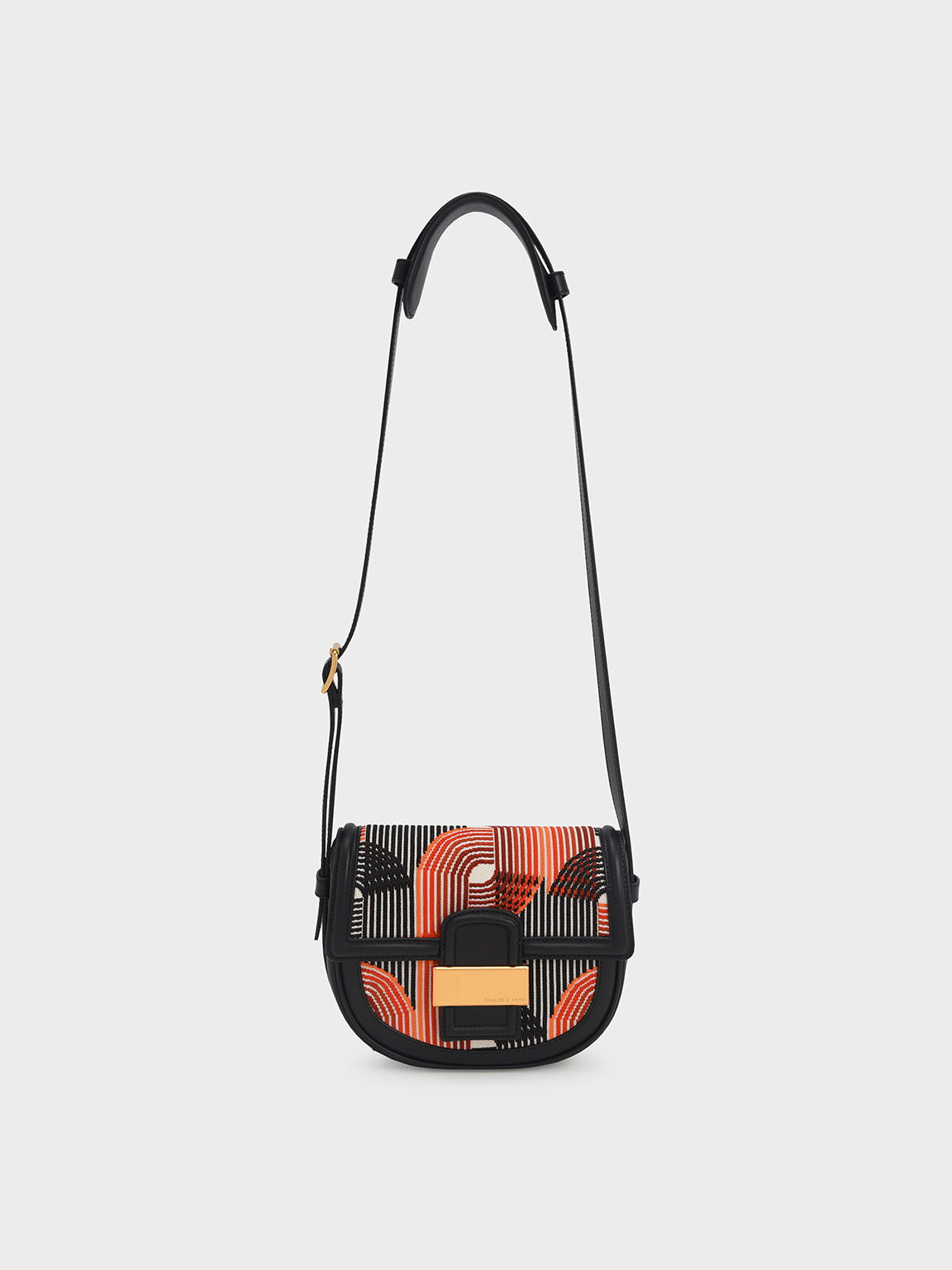 Aurea Knitted Saddle Crossbody Bag, Orange, hi-res