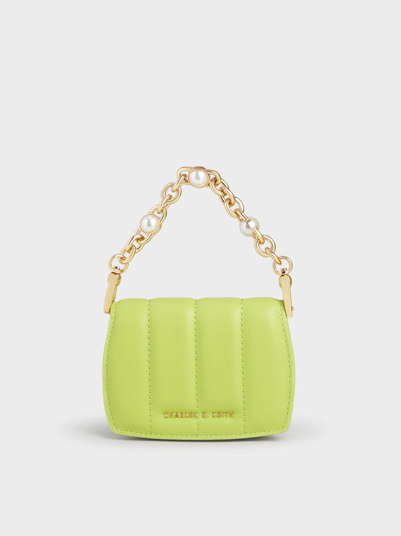 Chain Handle Vanity Pouch, Lime, hi-res