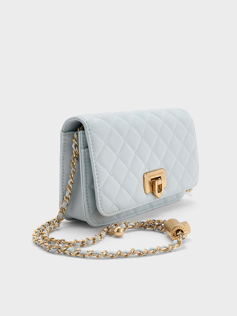 Cressida Quilted Push-Lock Clutch, Sea Salt Blue, hi-res
