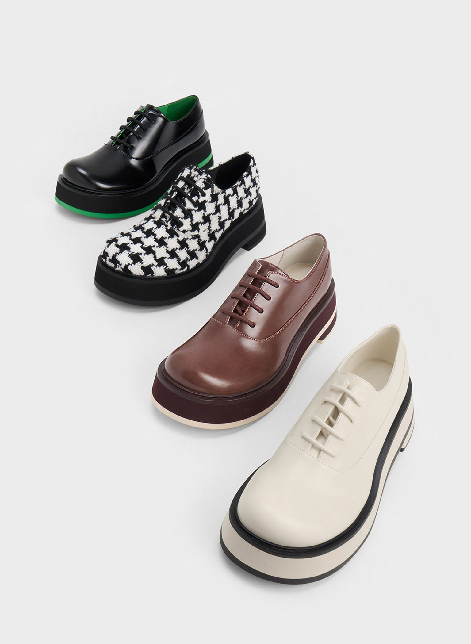 Striped Platform Oxfords, Maroon, hi-res
