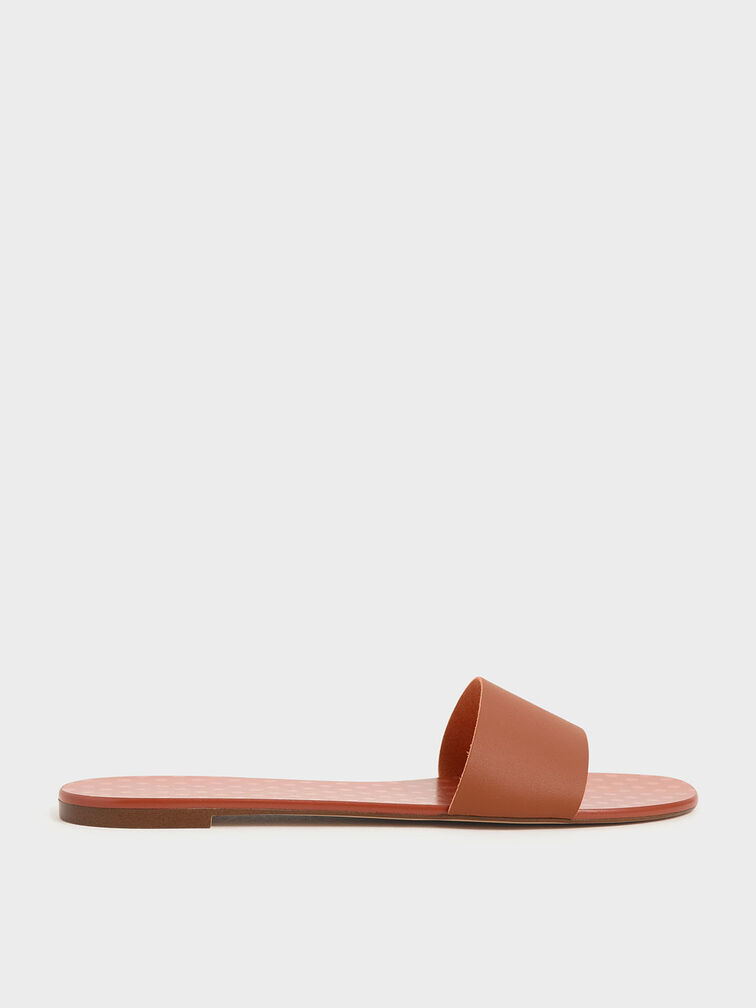 Dot Motif Slide Sandals, Tan, hi-res