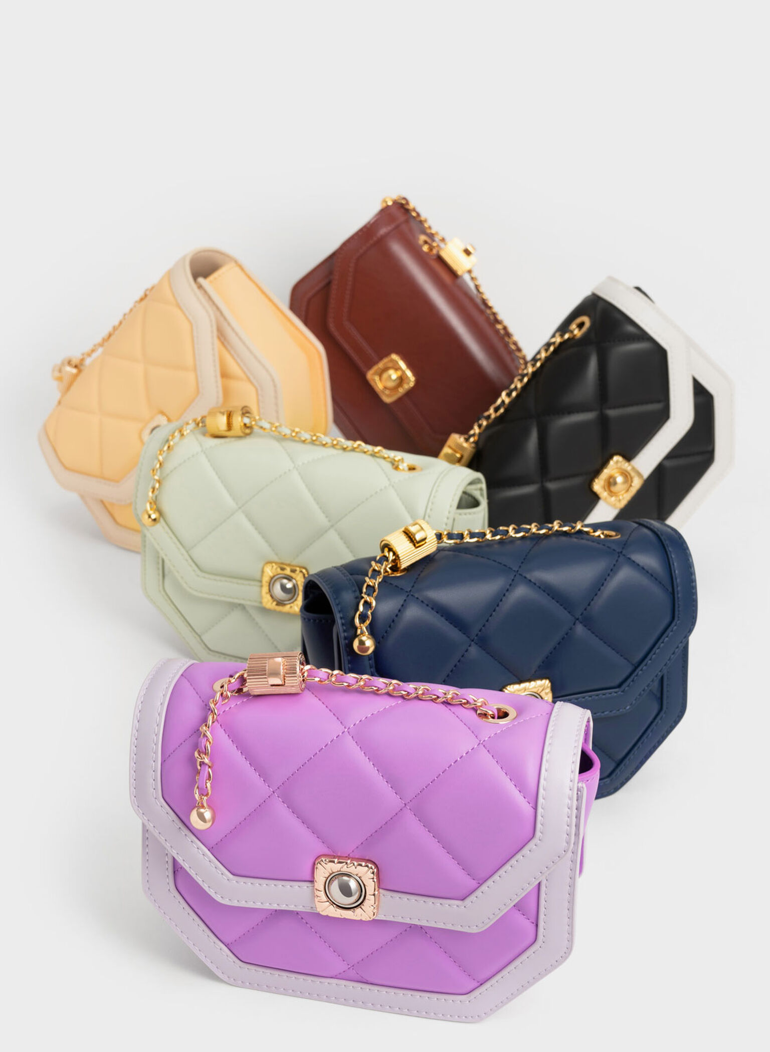 Avis Two-Tone Geometric Shoulder Bag, Violet, hi-res