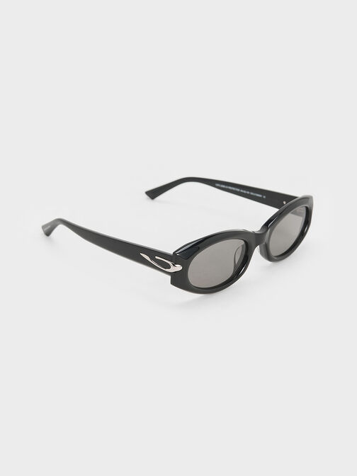 Edie Oval Sunglasses, Black, hi-res