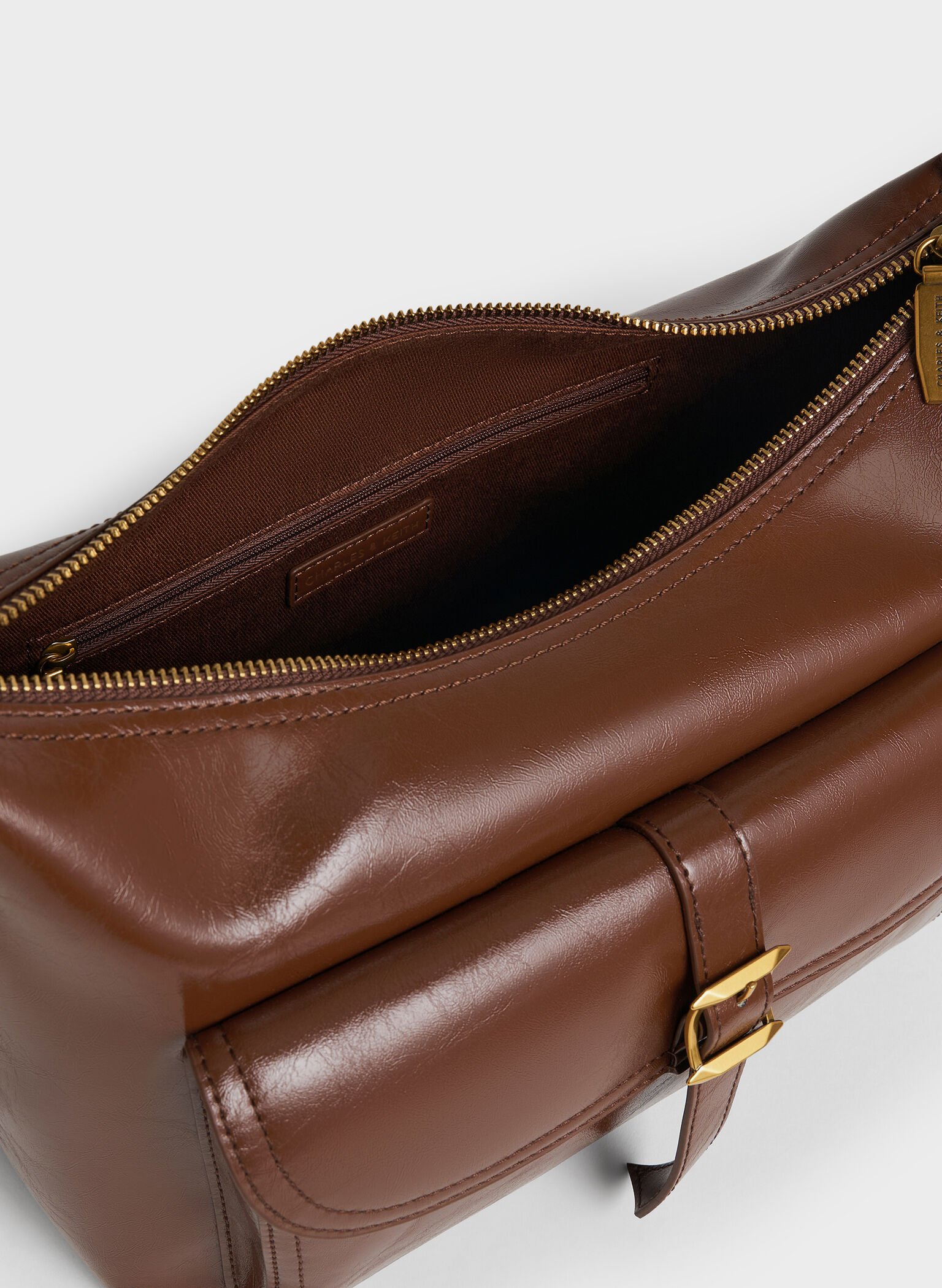 Bryna Belted Hobo Bag, Dark Brown, hi-res