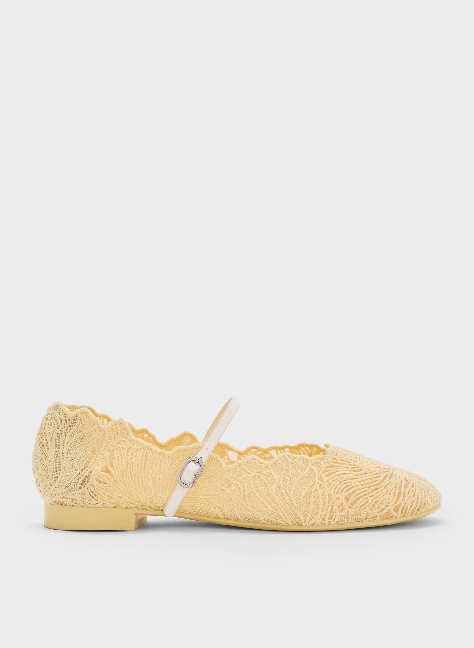Crochet Floral Mary Jane Flats, Yellow, hi-res