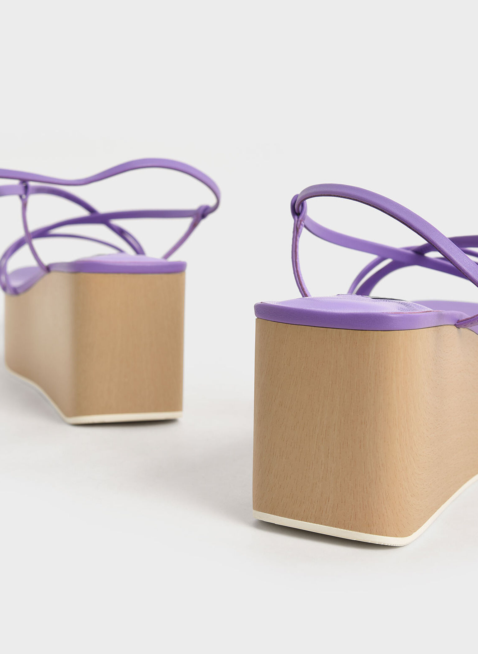 Ankle Strap Platform Wedges, Purple, hi-res