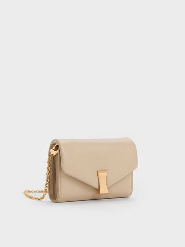 Lilibet Metallic-Accent Chain-Strap Wallet, Dusted Oat, hi-res