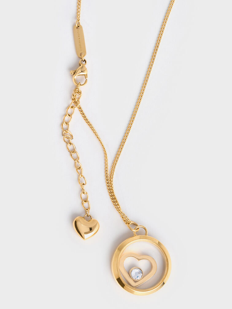 Malorie Crystal Heart Necklace, Gold, hi-res