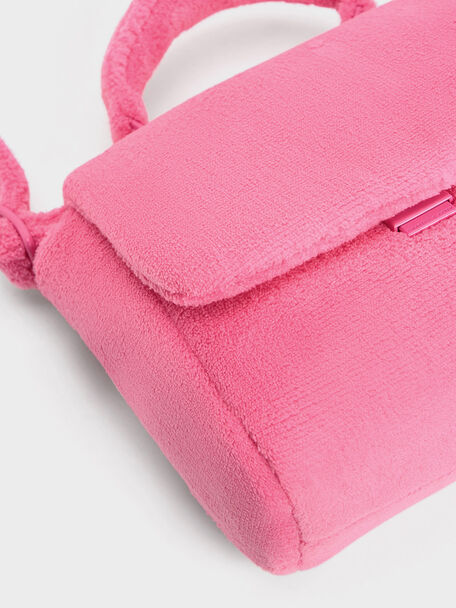 Loey Textured Top Handle Bag, Pink, hi-res