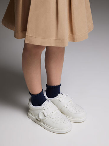 Girls' Gabine Leather Low-Top Sneaker, White, hi-res