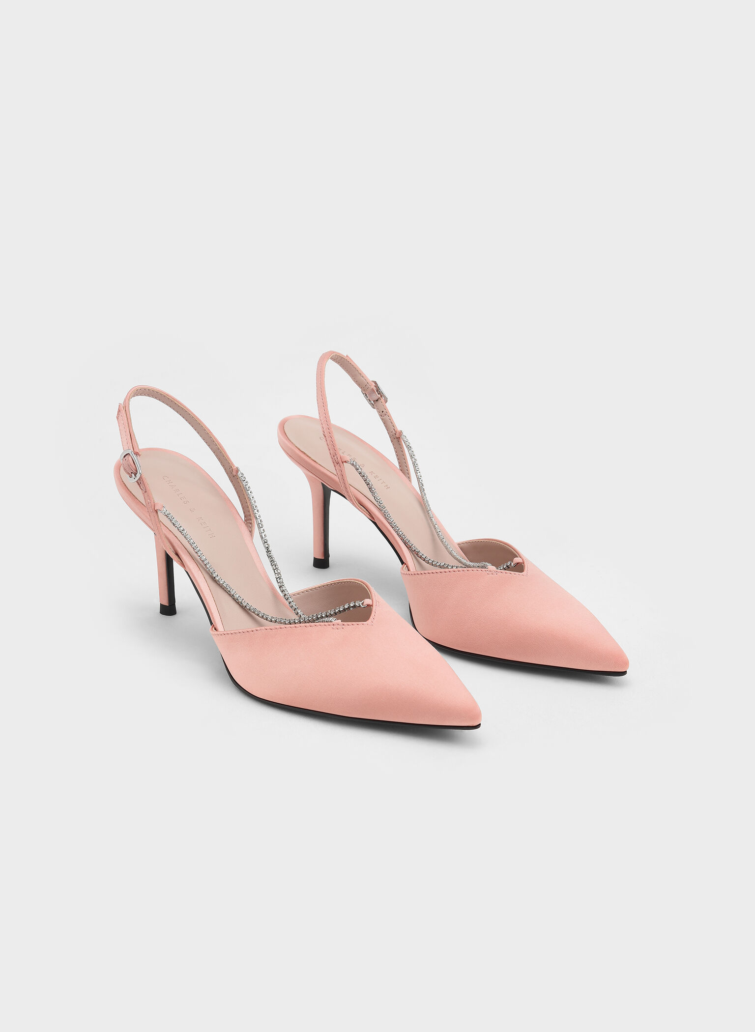 Adel Recycled Polyester Gem-Strap Slingback Ballerina Pumps, Blush, hi-res