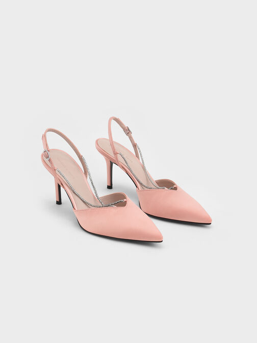 Adel Recycled Polyester Gem-Strap Slingback Ballerina Pumps, Blush, hi-res