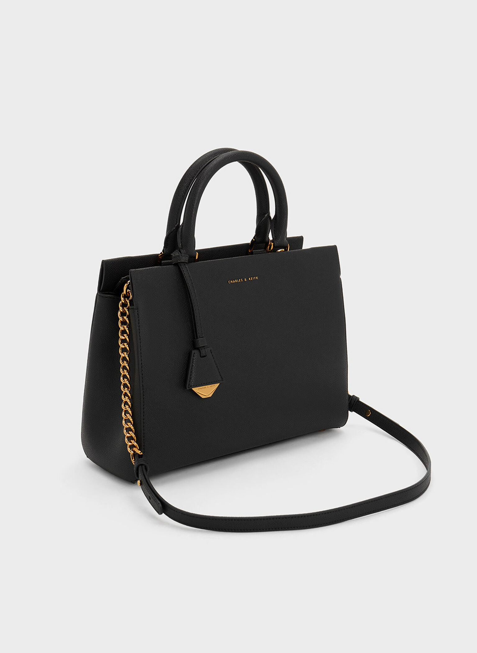 Mirabelle Structured Top Handle bag, Black, hi-res