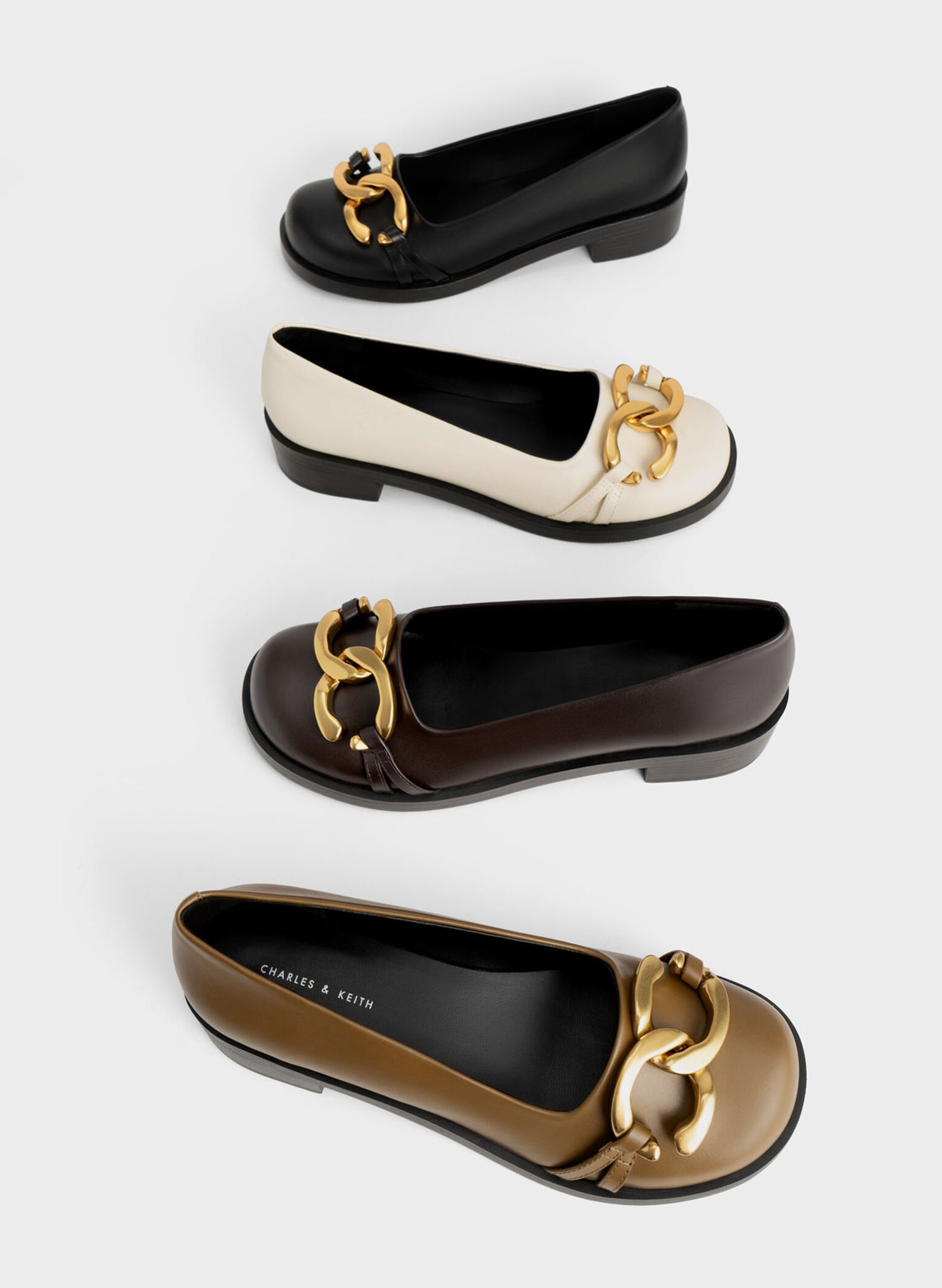 Chunky Metallic Accent Ballerinas, Dark Brown, hi-res