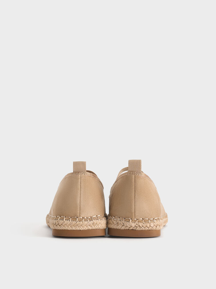 Faux Suede Bow Tie-Around Espadrille Ballet Flats, Sand, hi-res