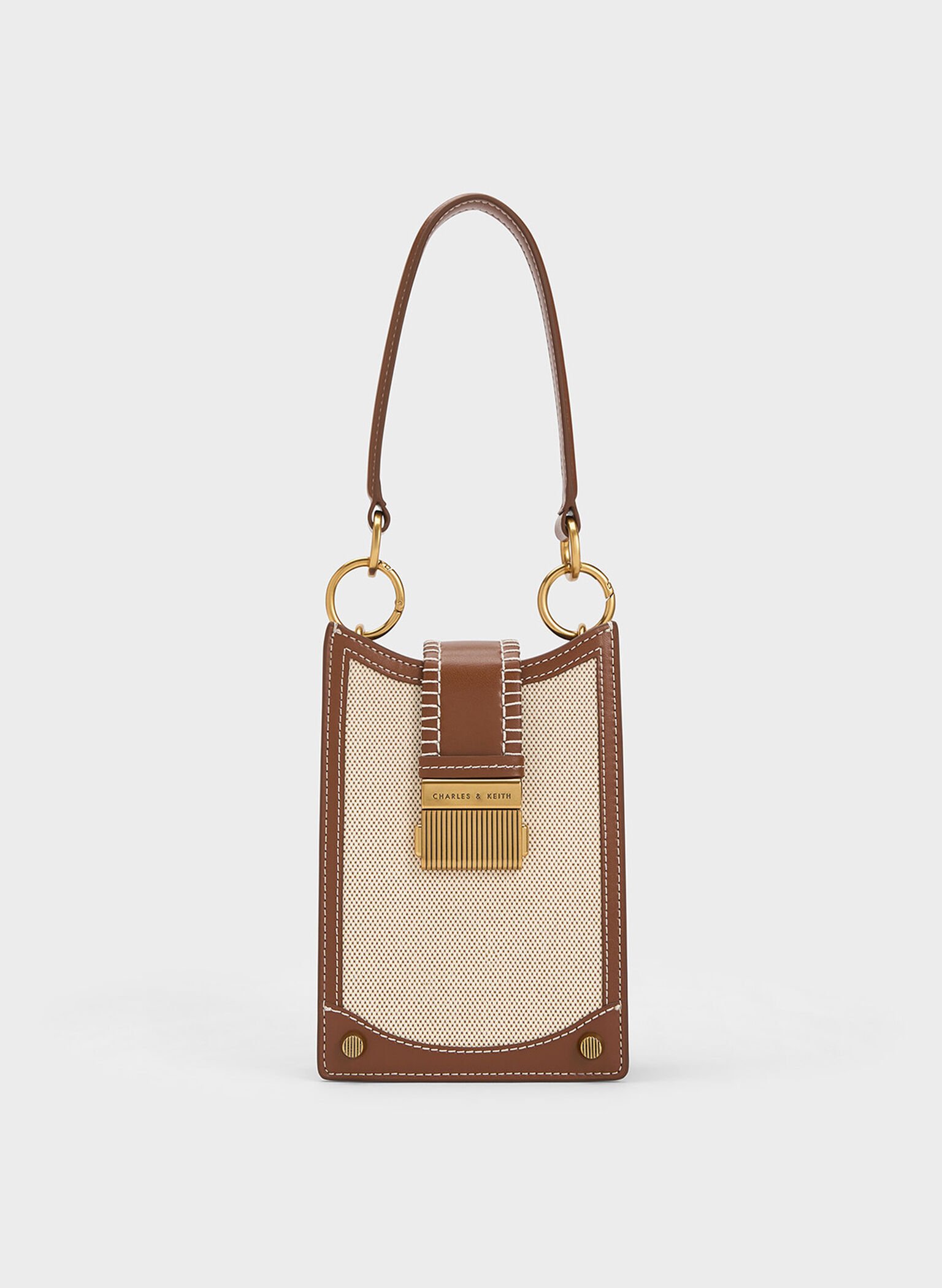 Winslet Belted Canvas Phone Pouch, Chocolate, hi-res