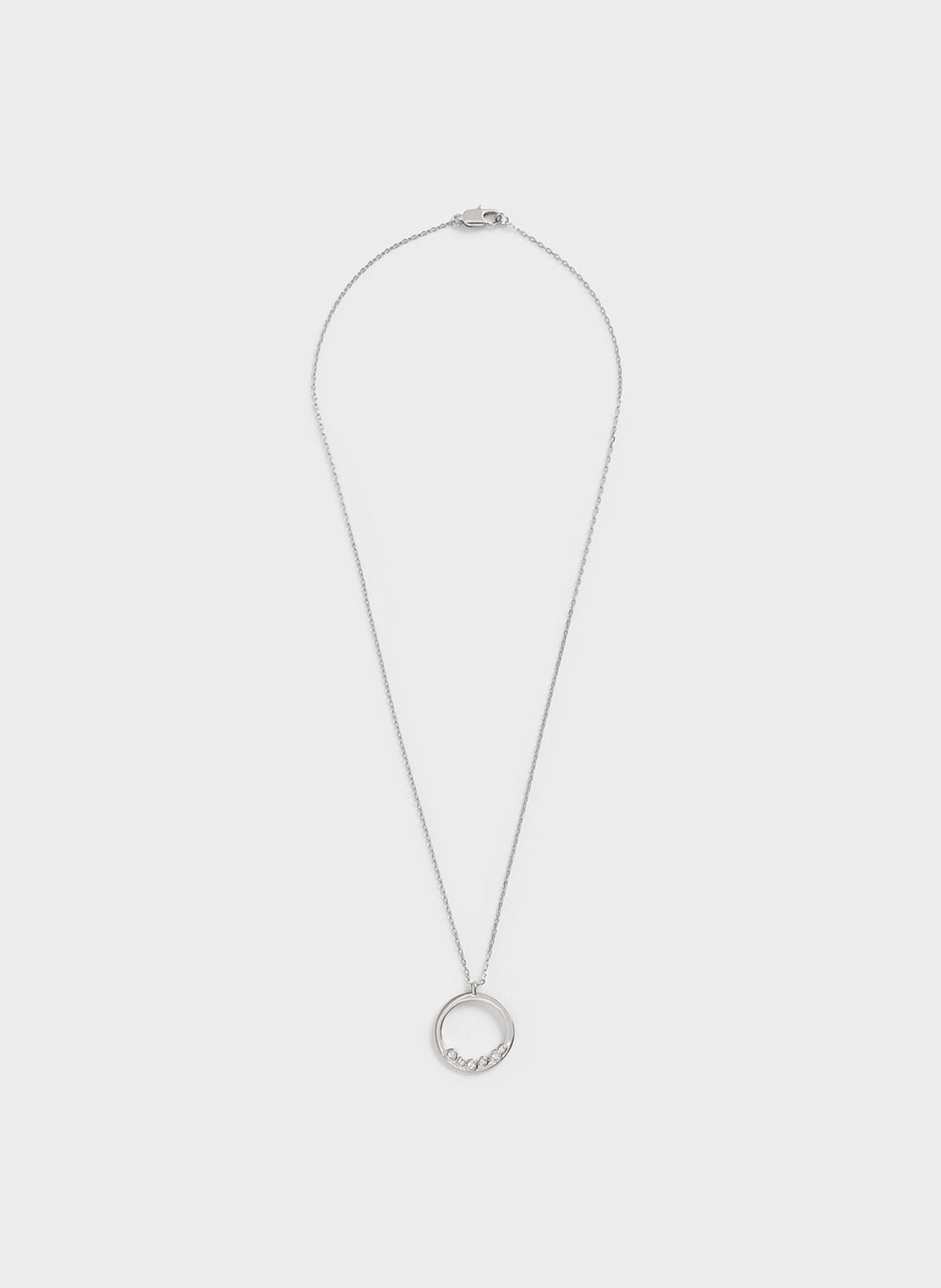 Swarovski® Crystal Studded Pendant Necklace, Silver, hi-res