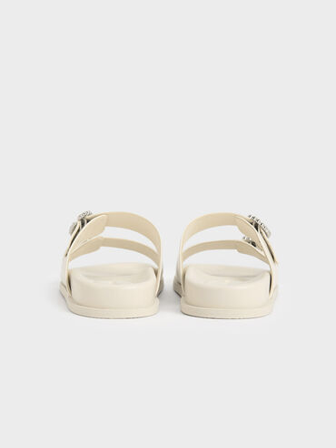 Embellished Buckle Sandals, Chalk, hi-res