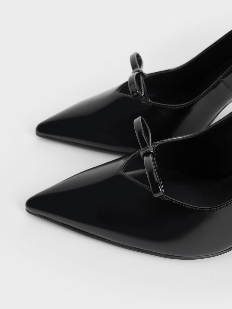 Bow Pointed-Toe Stiletto-Heel Pumps, Black Box, hi-res