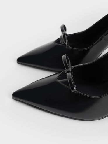 Bow Pointed-Toe Stiletto-Heel Pumps, Black Box, hi-res