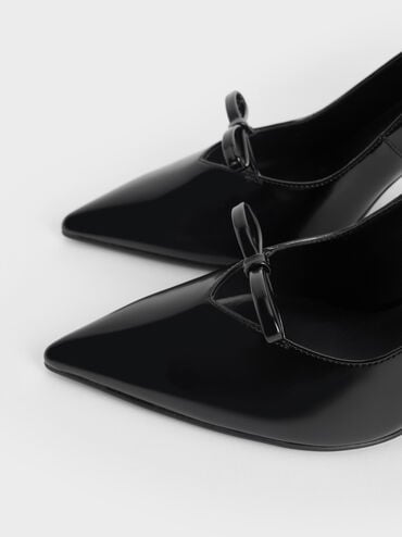 Bow Pointed-Toe Stiletto-Heel Pumps, Black Box, hi-res