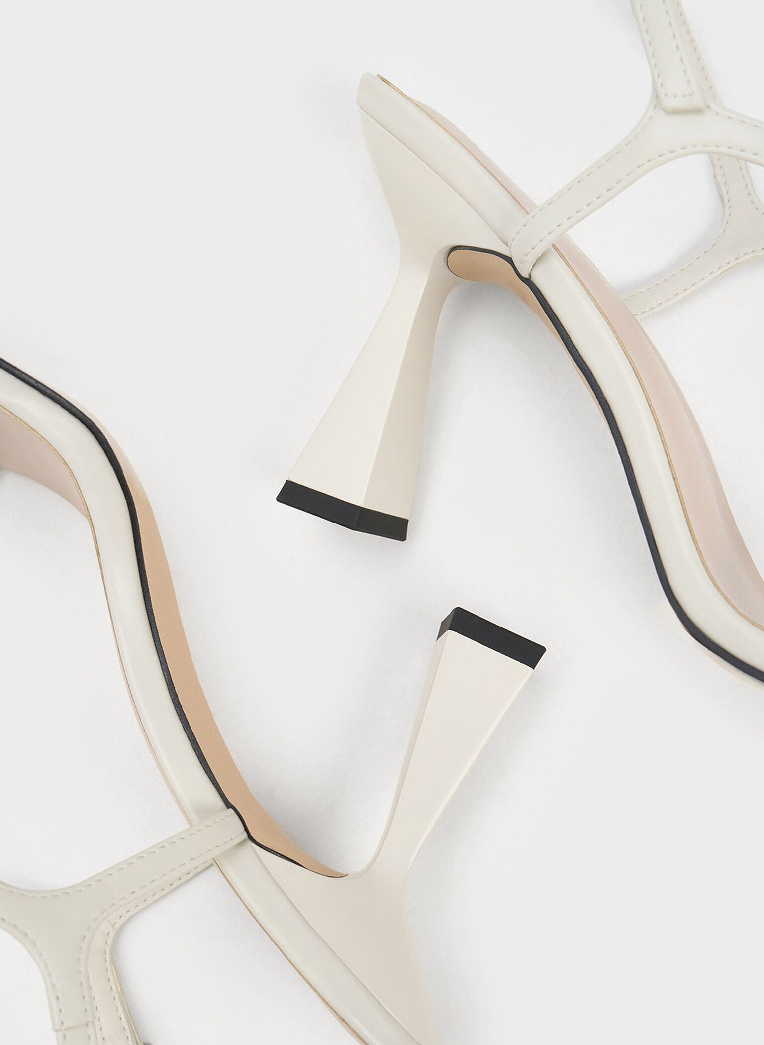 Square Toe Trapeze Heel Sandals, Chalk, hi-res