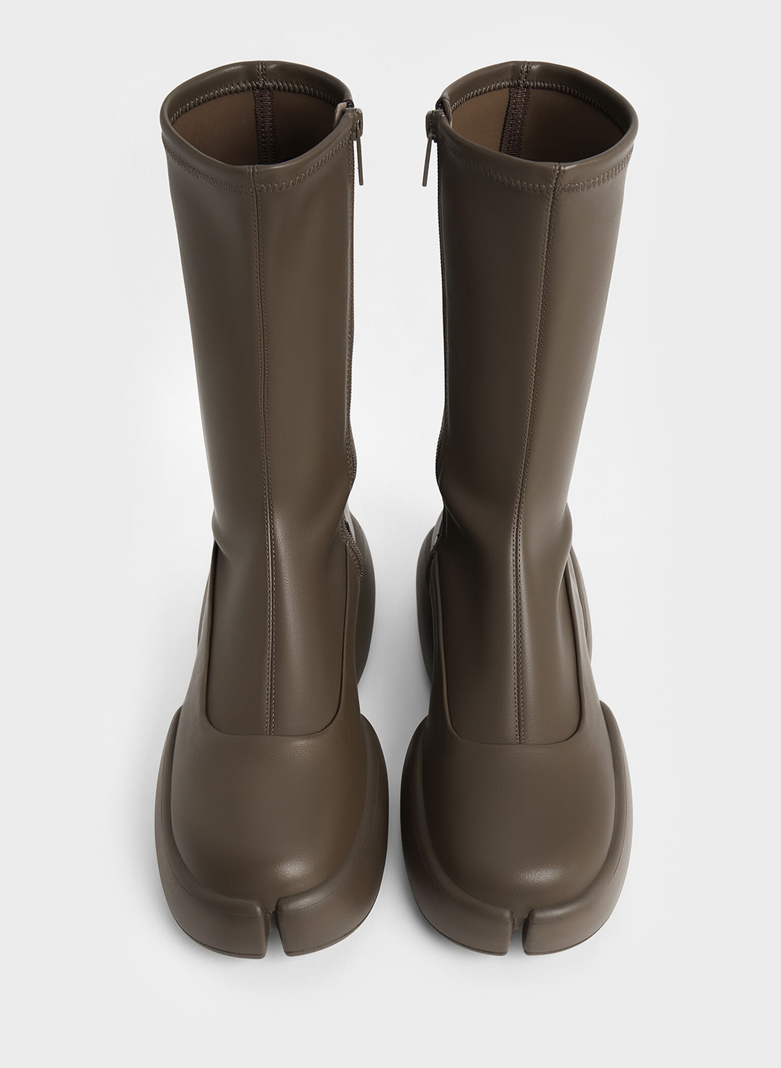 Jamie Side-Zip Platform Calf Boots, Dark Brown, hi-res