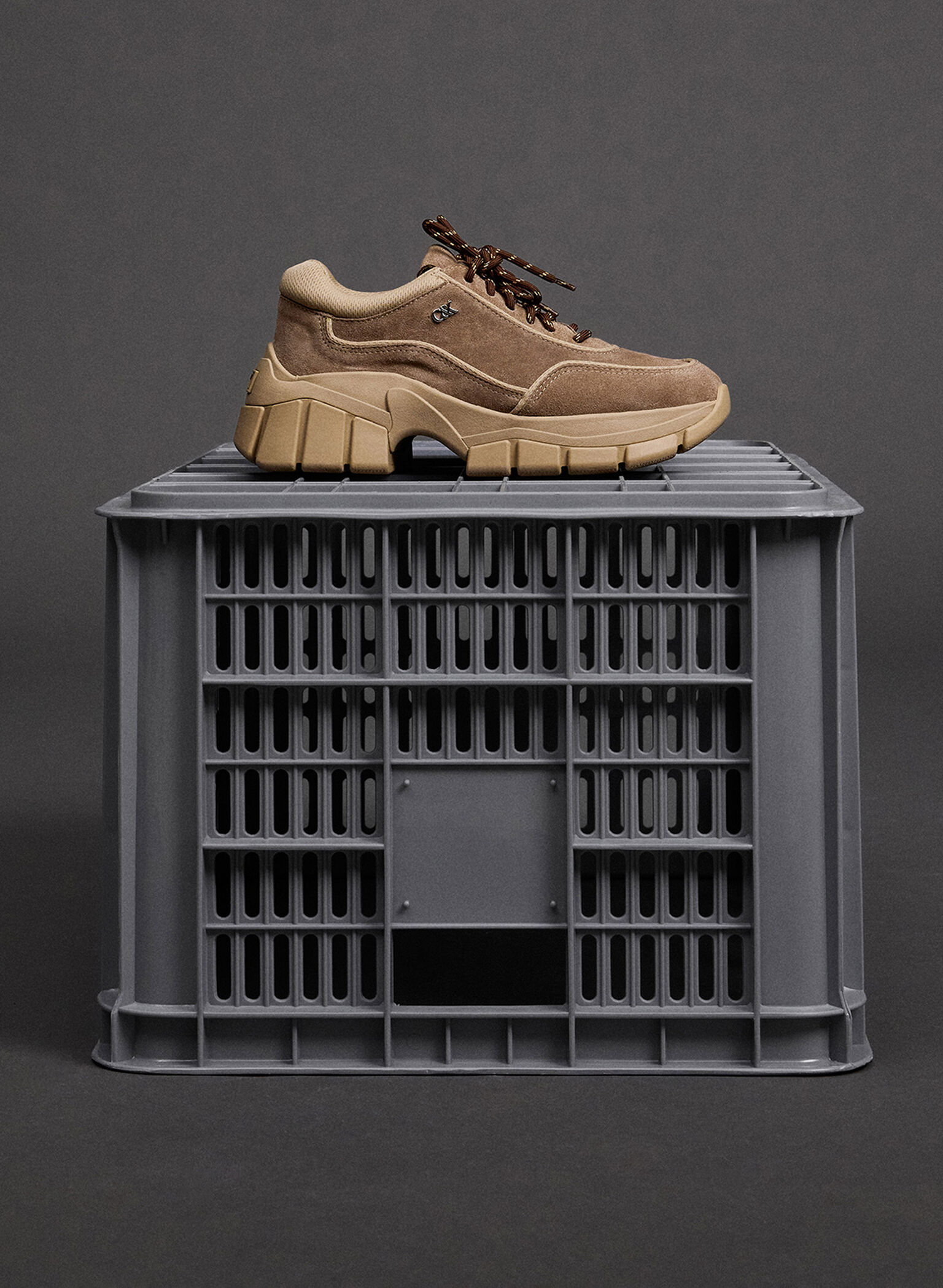 Yunna Suede & Recycled Fabric Chunky Sneakers, Taupe, hi-res