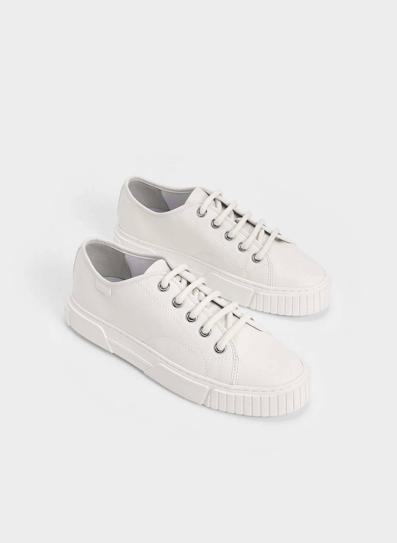 Panelled Low-Top Sneakers, White, hi-res