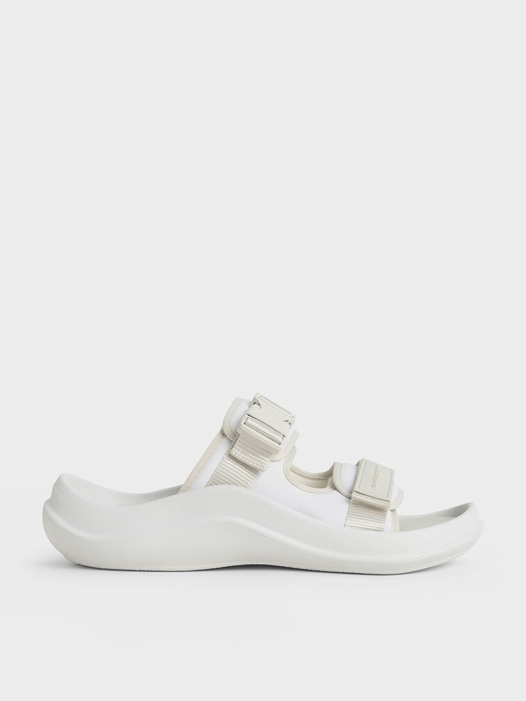 Nylon Double-Strap Sports Sandals, White, hi-res