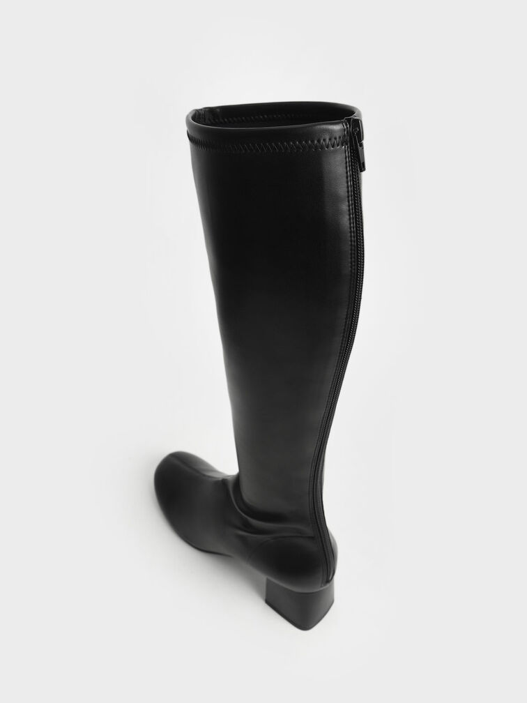 Block Heel Knee Boots, Black, hi-res