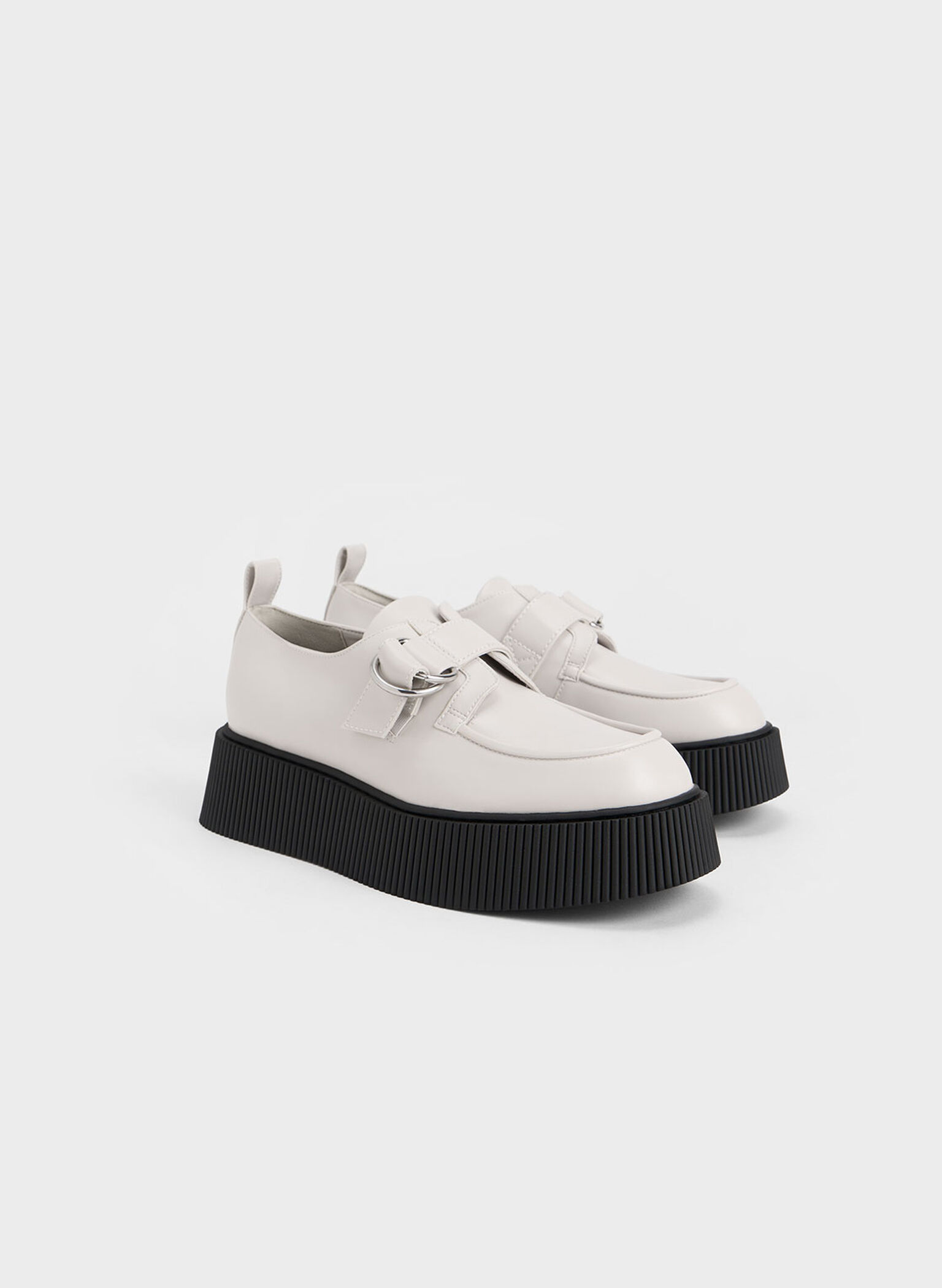 Cordova Buckled Platform Loafers, White, hi-res