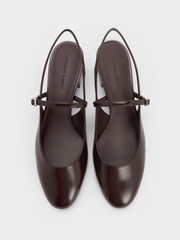 Block-Heel Slingback Mary Jane Pumps, Burgundy, hi-res