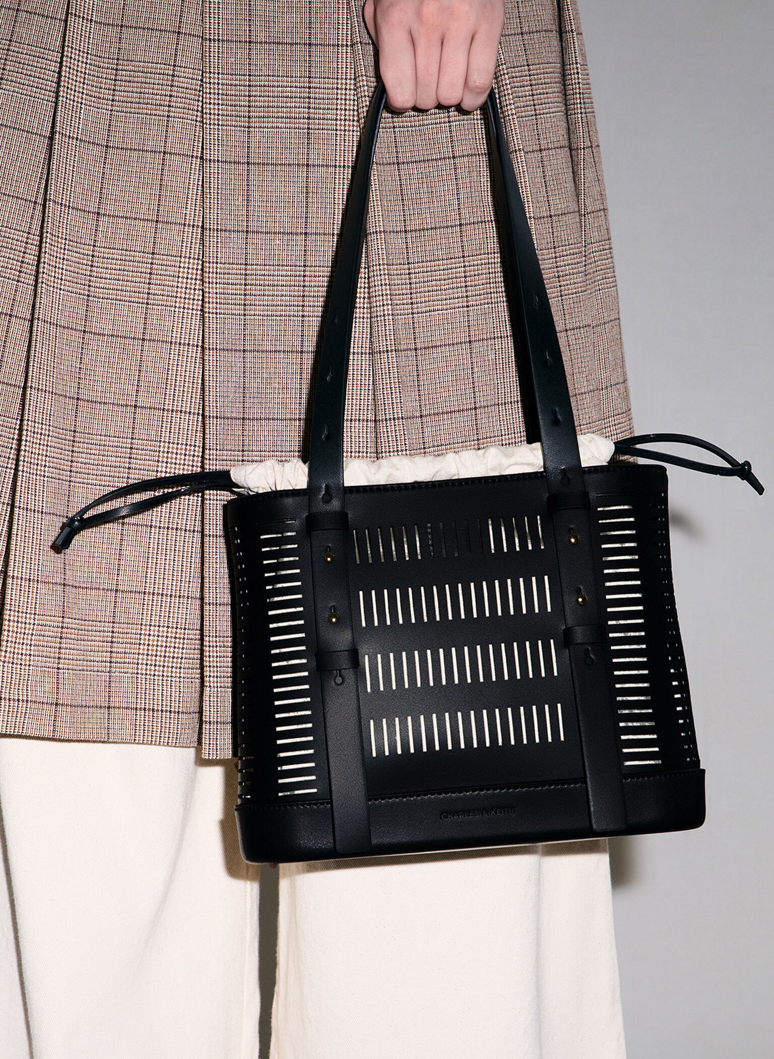 Delphi Cut-Out Bucket Bag, Black, hi-res
