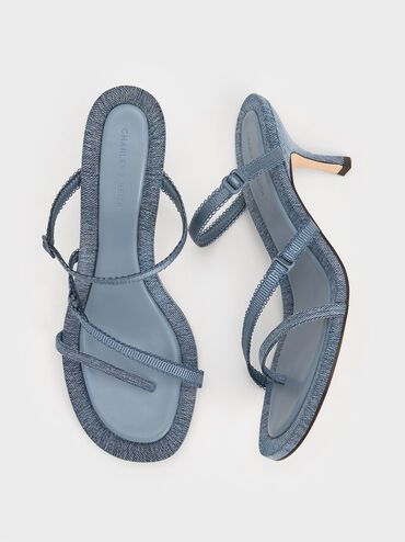 Denim Lace-Strap Thong Sandals, Denim Blue, hi-res