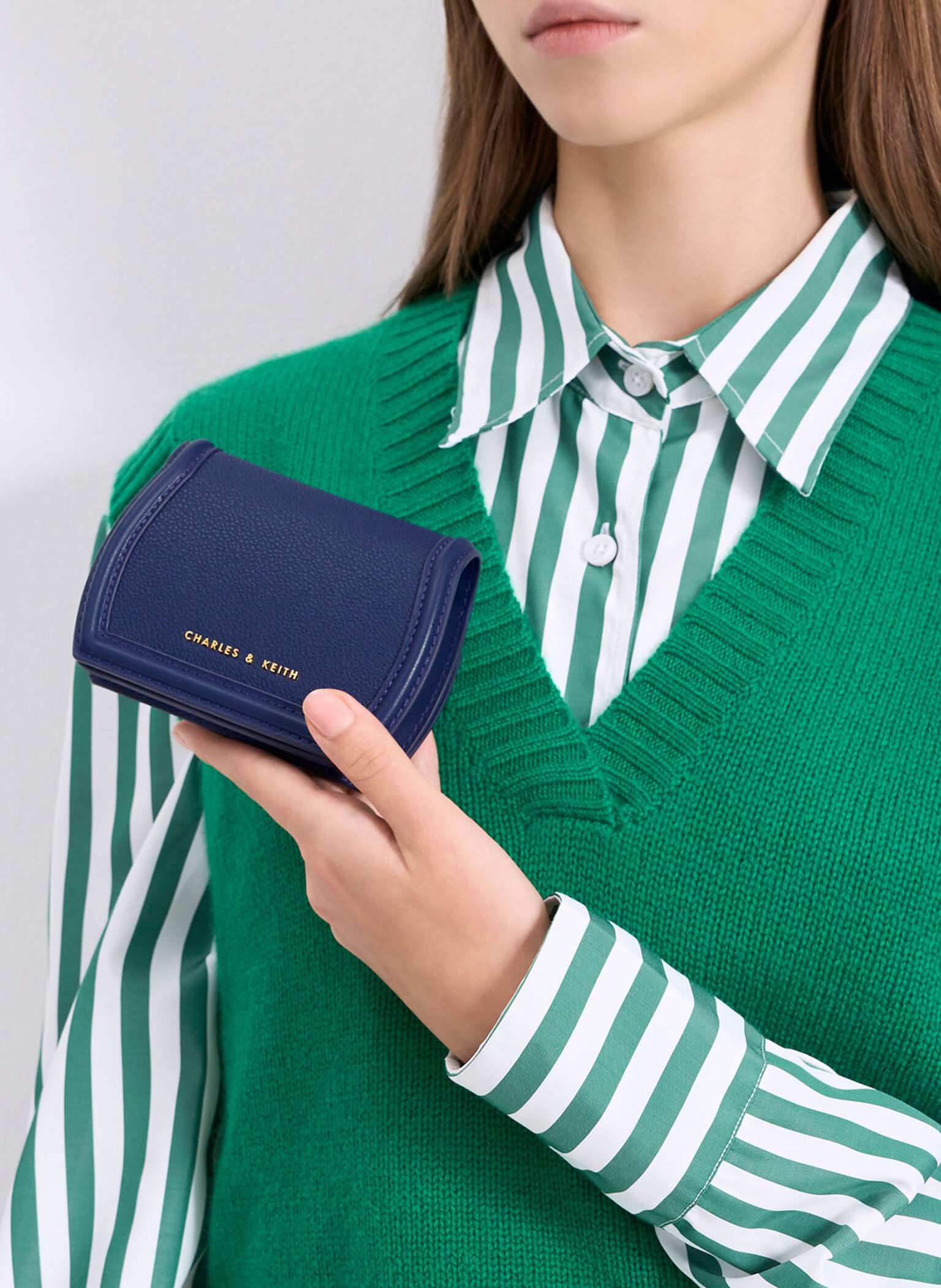 Leona Curved Wallet, Navy, hi-res